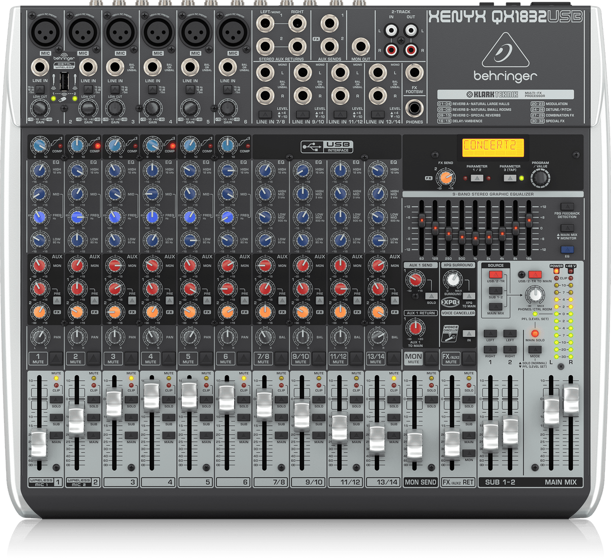 Behringer Xenyx QX1832USB Premium 18-Input 3/2-Bus Mixer with XENYX Mic Preamps and Compressors