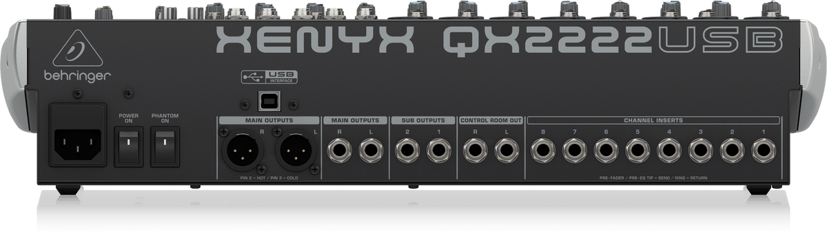 Behringer Xenyx QX2222USB Premium 22-Input 2/2-Bus Mixer with XENYX Mic Preamps and Compressors