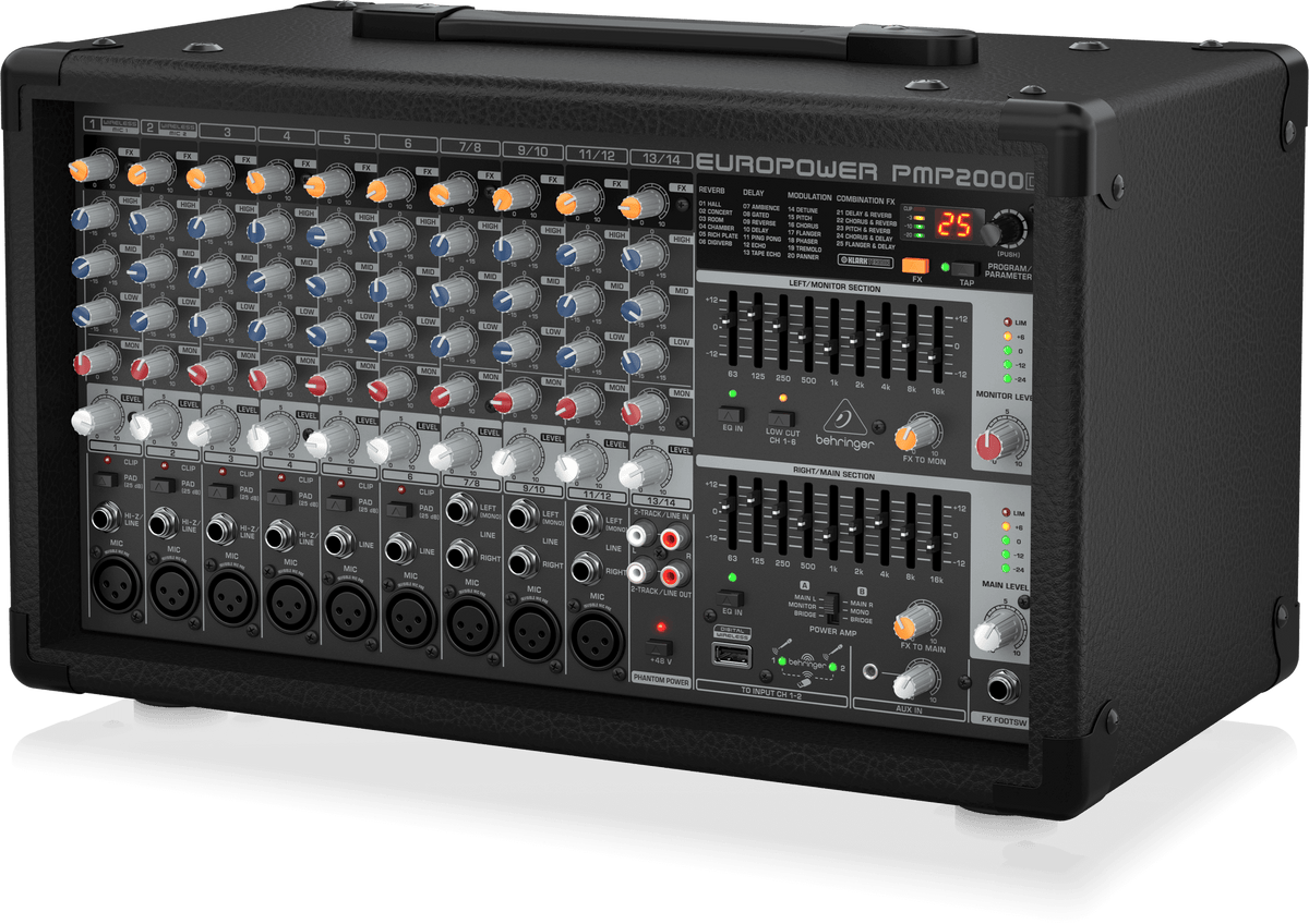 Behringer Europower PMP2000D 2000-Watt 14-Channel Powered Mixer with Klark Teknik Multi-FX Processor
