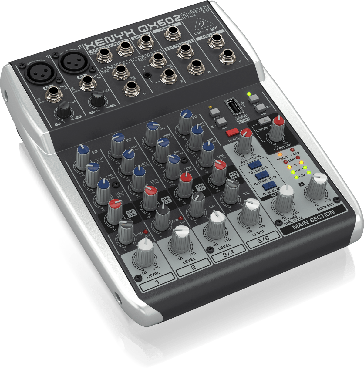 Behringer Xenyx QX602MP3 Premium 6-Input 2-Bus Mixer with XENYX Mic Preamps
