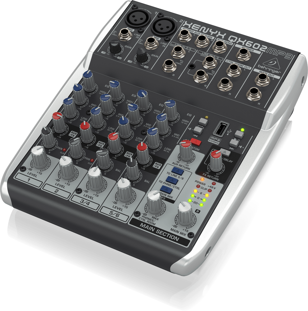 Behringer Xenyx QX602MP3 Premium 6-Input 2-Bus Mixer with XENYX Mic Preamps