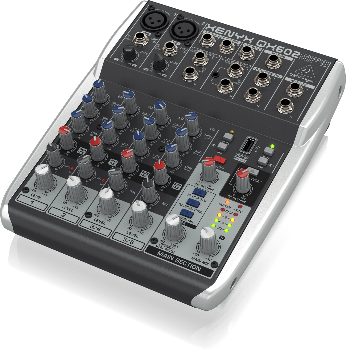 Behringer Xenyx QX602MP3 Premium 6-Input 2-Bus Mixer with XENYX Mic Preamps