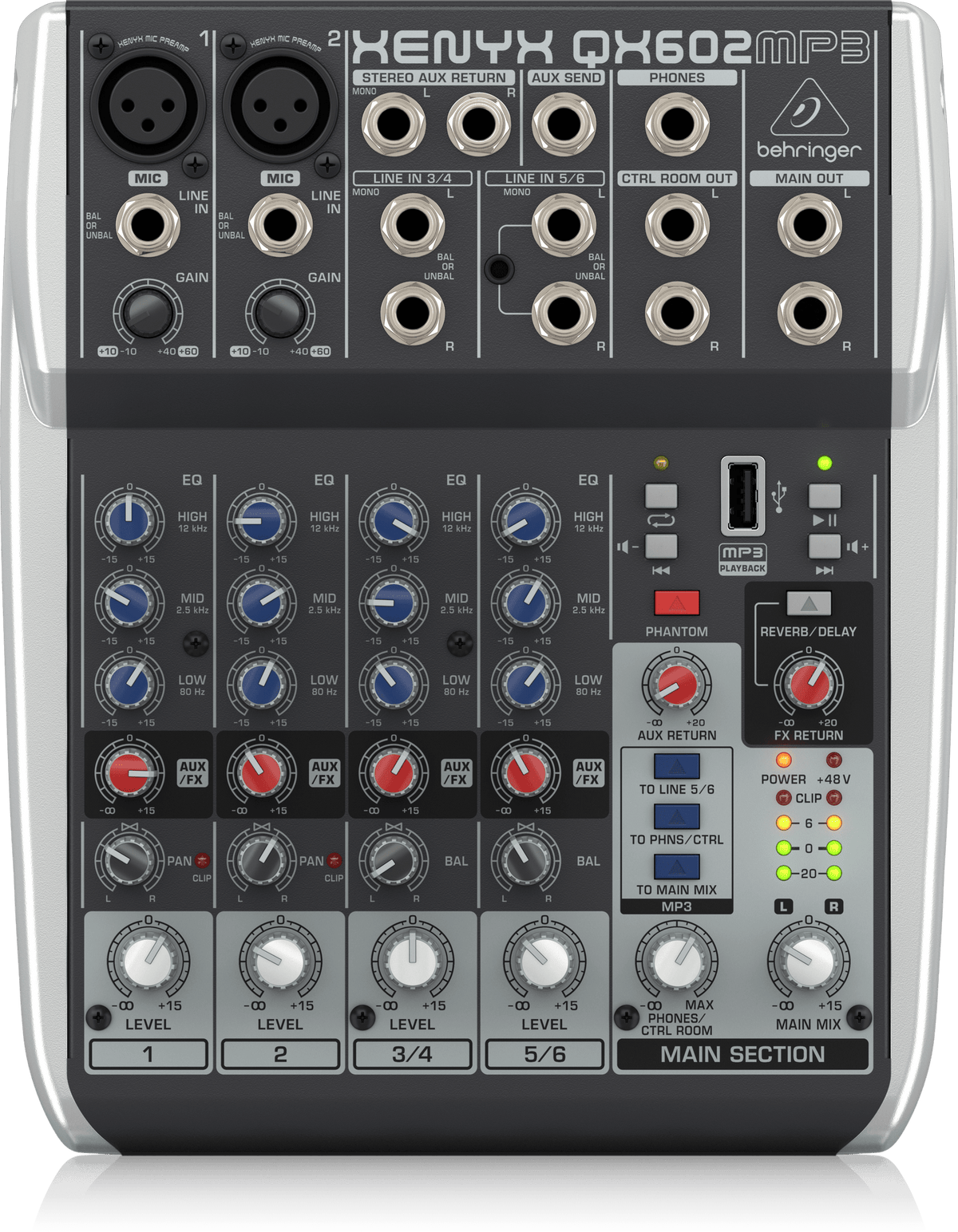 Behringer Xenyx QX602MP3 Premium 6-Input 2-Bus Mixer with XENYX Mic Preamps