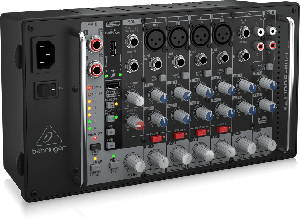 Behringer Europower PMP500MP3 Ultra-Compact 500W 8-Channel Powered Mixer with MP3 Player