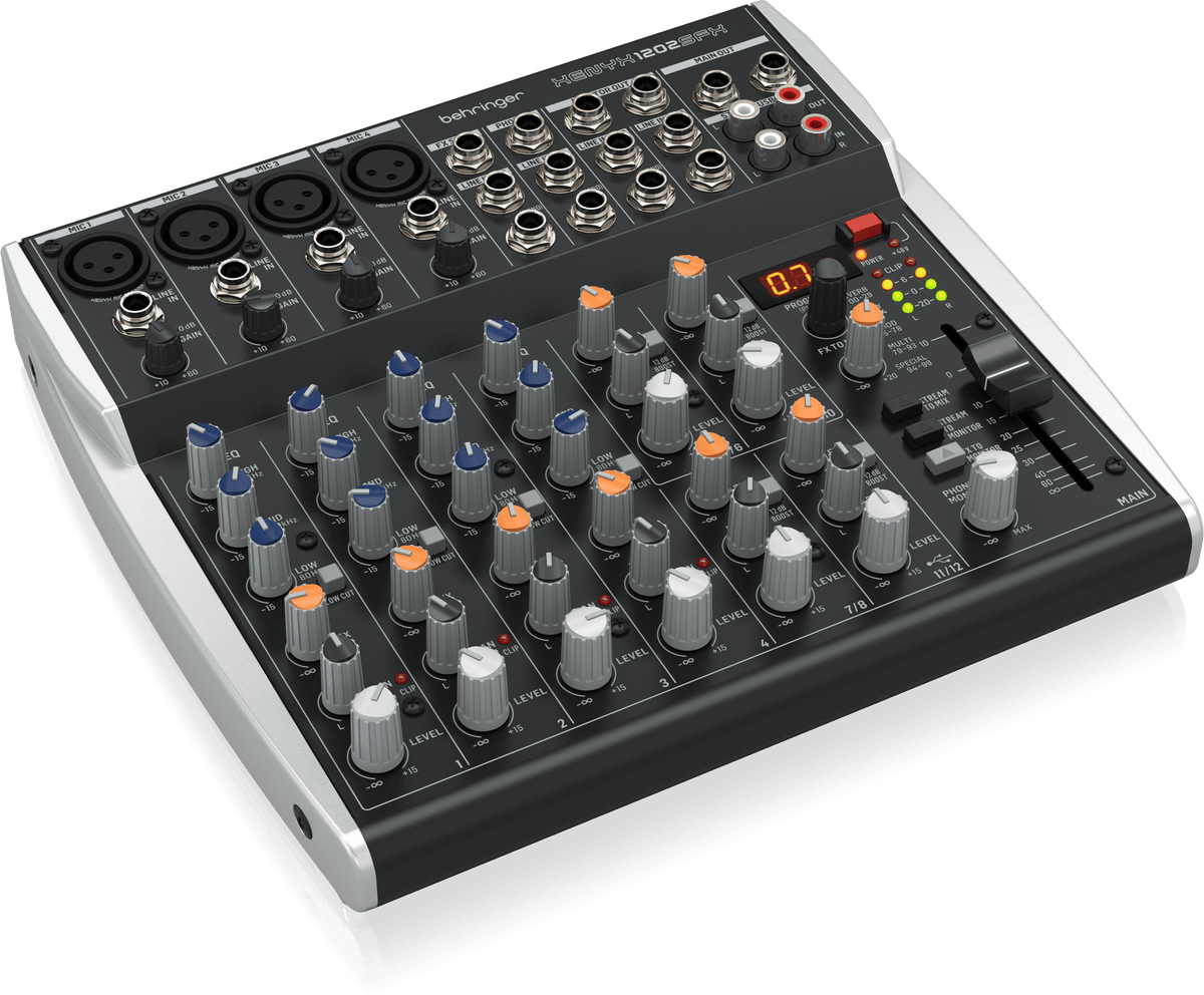 Behringer Xenyx 1202SFX Premium Analog 12-Input Mixer with USB Streaming Interface and Klark Teknik