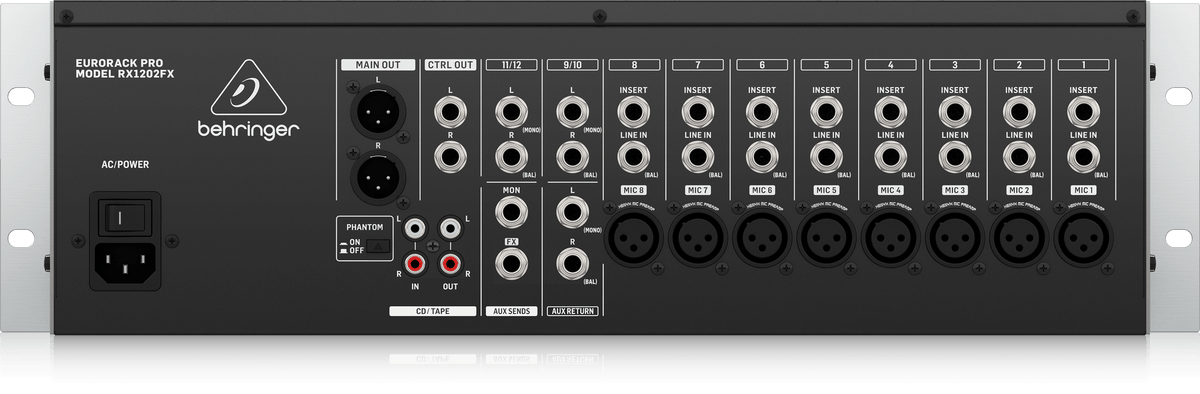 Behringer RX1202FX V2 Premium 12-Input Mic/Line Rack Mixer with XENYX Mic Preamplifiers