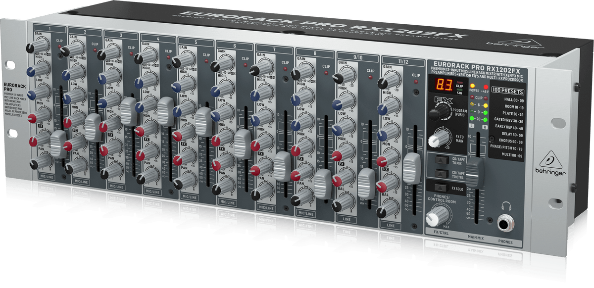 Behringer RX1202FX V2 Premium 12-Input Mic/Line Rack Mixer with XENYX Mic Preamplifiers