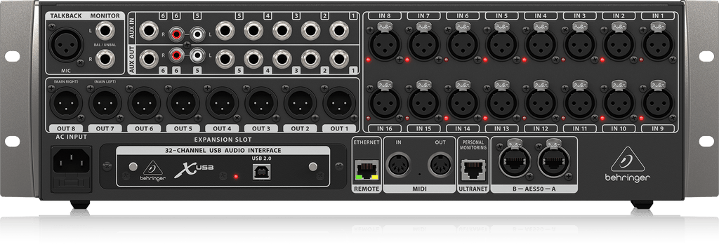Behringer X32 Rack 40-Input, 25-Bus Digital Rack Mixer with 16 Programmable Midas Preamps, USB