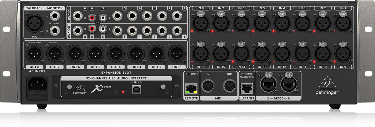 Behringer X32 Rack 40-Input, 25-Bus Digital Rack Mixer with 16 Programmable Midas Preamps, USB