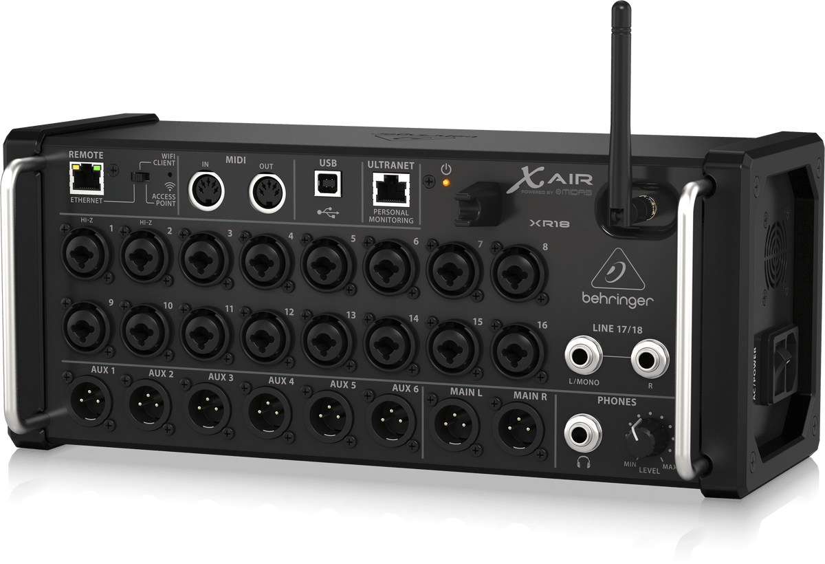 Behringer X Air XR18 18-Channel, 12-Bus Digital Mixer for iPad/Android Tablets with 16 Programmable Midas Preamps