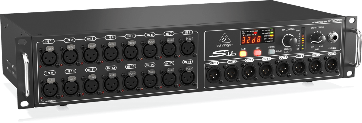 Behringer S16 I/O Box with 16 Remote-Controllable Midas Preamps