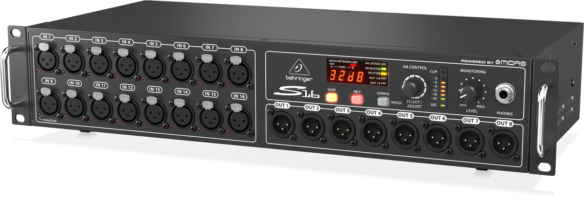 Behringer S16 I/O Box with 16 Remote-Controllable Midas Preamps