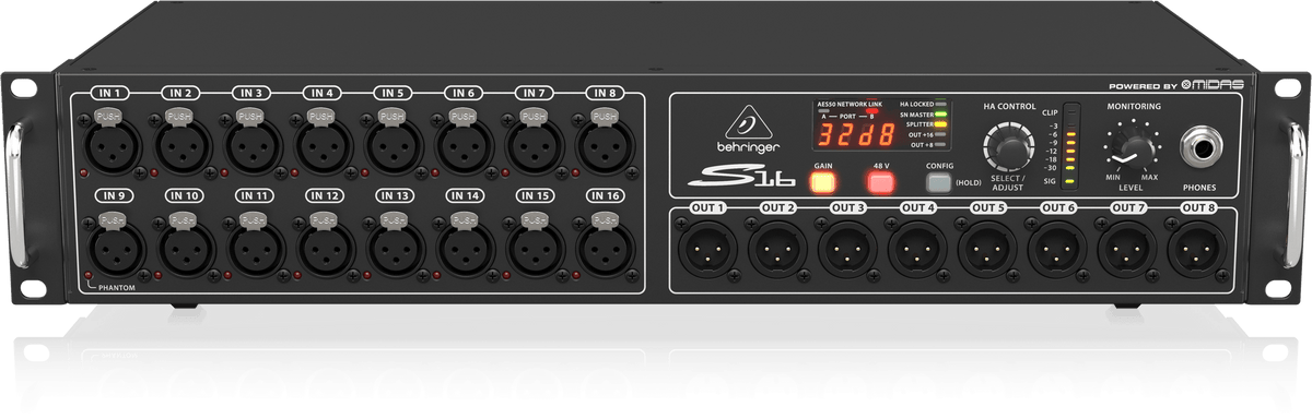 Behringer S16 I/O Box with 16 Remote-Controllable Midas Preamps