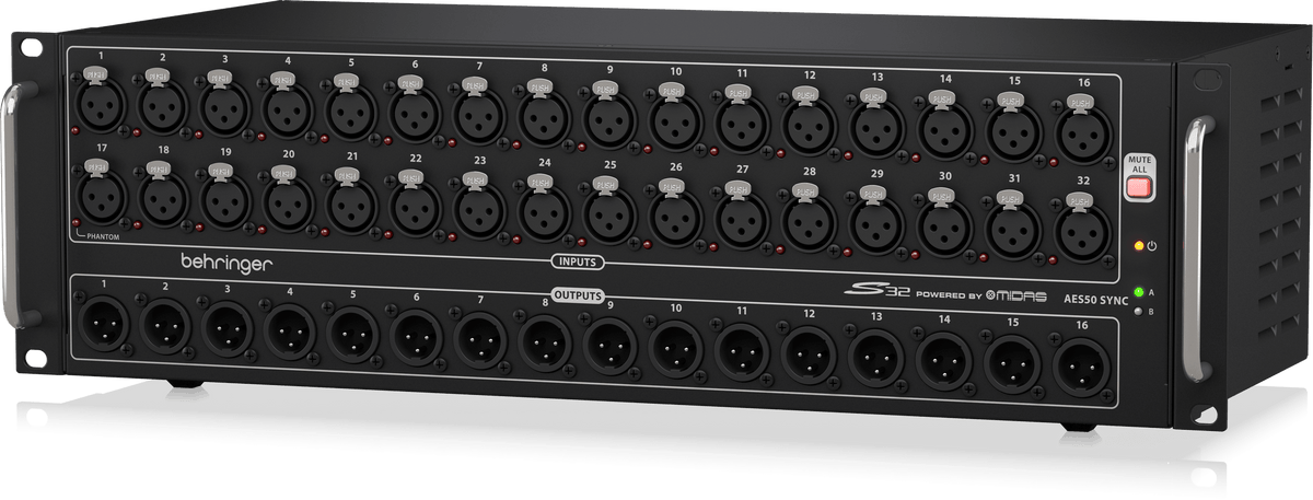 Behringer S32 I/O Box with 32 Remote-Controllable Midas Preamps