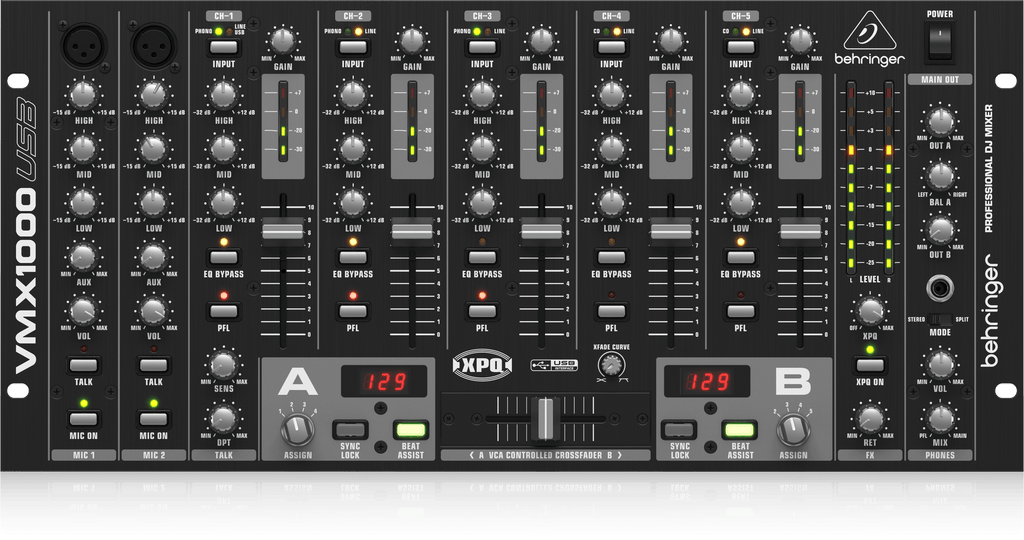 Behringer VMX1000USB Professional 7-Channel Rack-Mount DJ Mixer with USB/Audio Interface