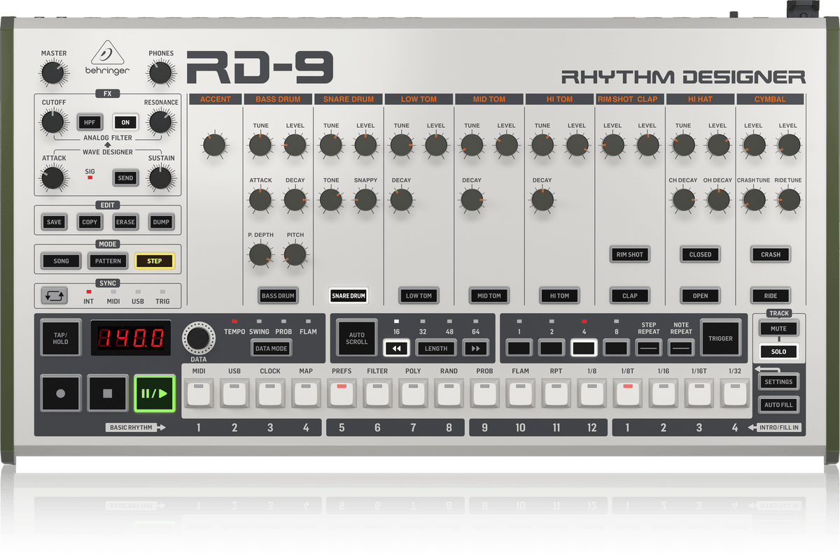 Behringer RD-9 Classic Analog/Digital Drum Machine with 11 Drum Sounds
