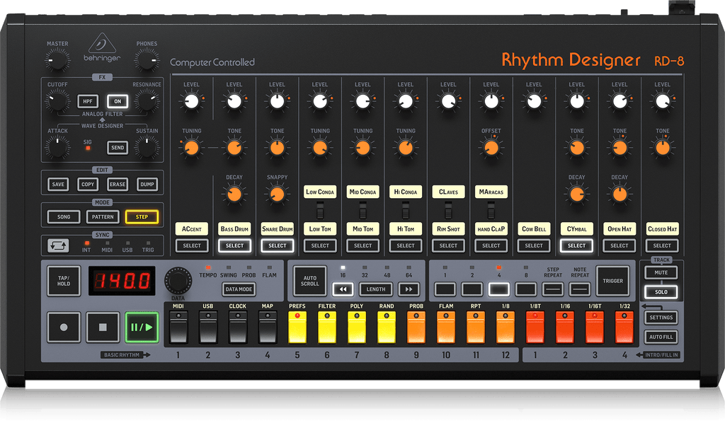 Behringer RD-8 MKII Classic Analog Drum Machine with 16 Drum Sounds