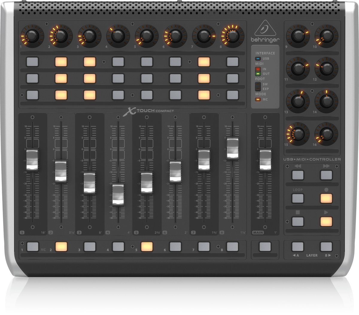Behringer X-TOUCH COMPACT Universal USB/MIDI Controller with 9 Touch-Sensitive Motor Faders