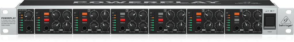 Behringer HA6000 6-Channel High-Power Headphones Mixing and Distribution Amplifier