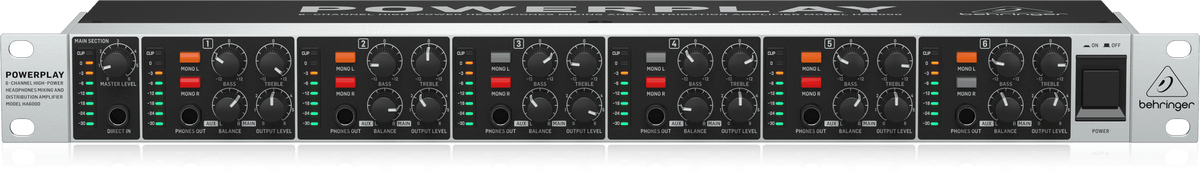 Behringer HA6000 6-Channel High-Power Headphones Mixing and Distribution Amplifier
