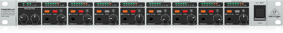 Behringer HA8000 V2 8-Channel Stereo Headphone Amplifier