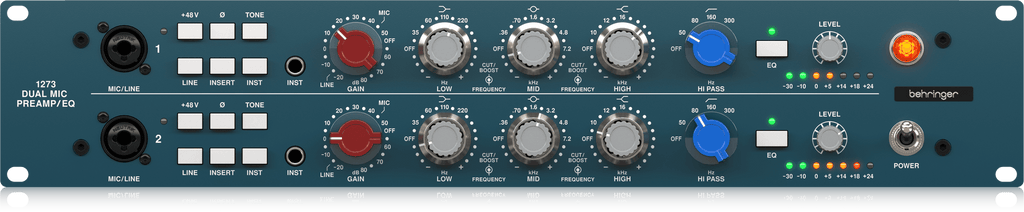 Behringer 1273 2-Channel Class-A Microphone Preamplifier with 3-Band EQ