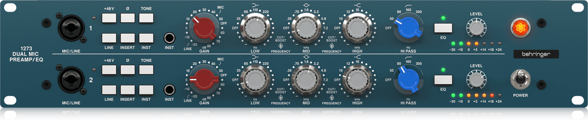Behringer 1273 2-Channel Class-A Microphone Preamplifier with 3-Band EQ