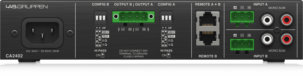 Lab Gruppen CA2402 2 x 240 Watt Commercial Amplifier with Energy Star Certification