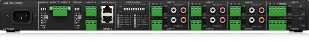 Lab Gruppen CMA2402 2 x 240 Watt Commercial Mixer Amplifier with 8 Inputs