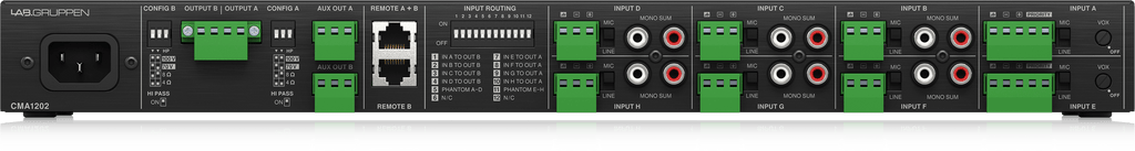 Lab Gruppen CMA1202 2 x 120 Watt Commercial Mixer Amplifier with 8 Inputs
