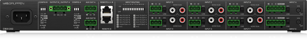 Lab Gruppen CMA1202 2 x 120 Watt Commercial Mixer Amplifier with 8 Inputs