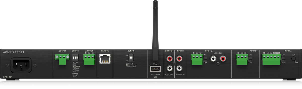 Lab Gruppen CPA1201 120 Watt Commercial Mixer Amplifier with 5 Inputs, Bluetooth Streaming, USB Media Player
