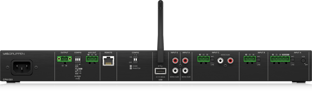 Lab Gruppen CPA1201 120 Watt Commercial Mixer Amplifier with 5 Inputs, Bluetooth Streaming, USB Media Player
