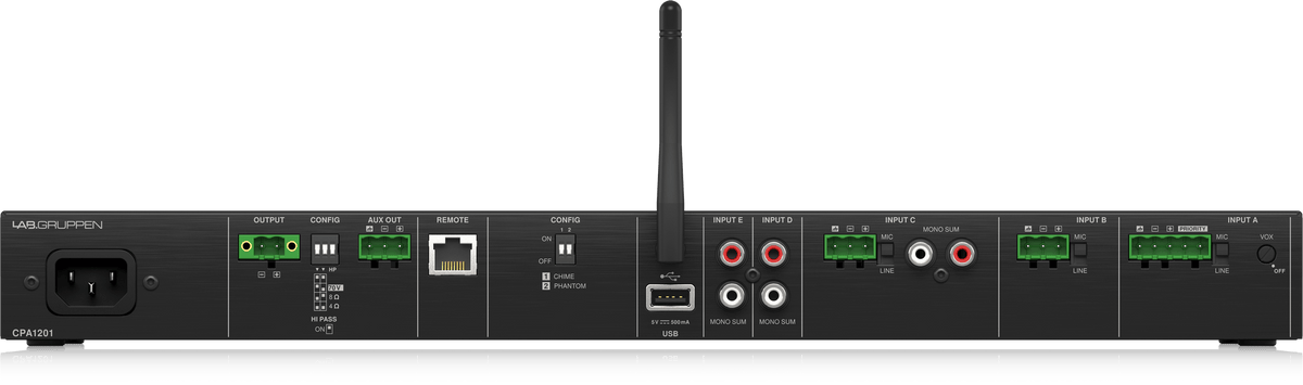 Lab Gruppen CPA1201 120 Watt Commercial Mixer Amplifier with 5 Inputs, Bluetooth Streaming, USB Media Player