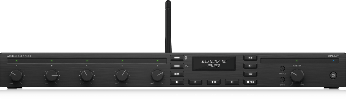 Lab Gruppen CPA2401 240 Watt Commercial Mixer Amplifier with 5 Inputs, Bluetooth Streaming, USB Media Player
