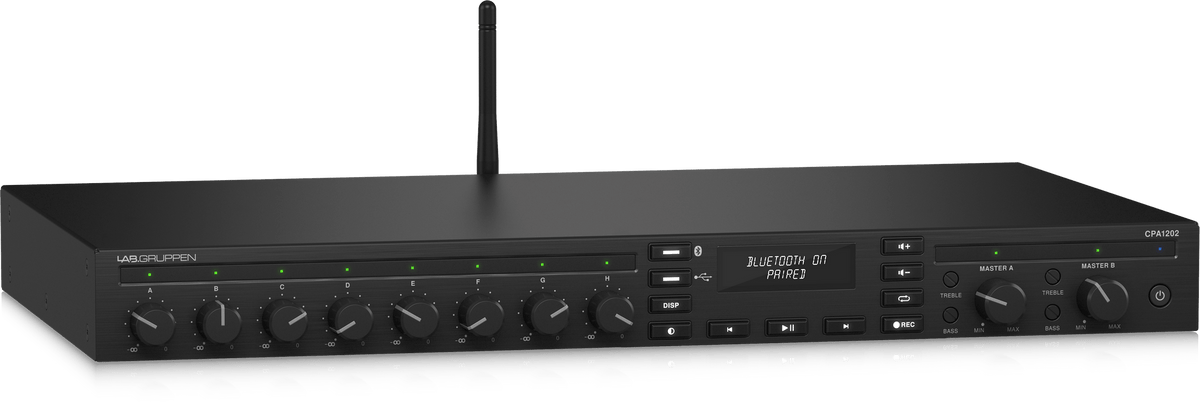 Lab Gruppen CPA1202 2 x 120 Watt Commercial Mixer Amplifier with 8 Inputs, Bluetooth Streaming, USB Media Player