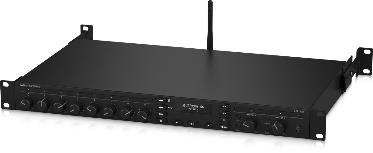 Lab Gruppen CPA1202 2 x 120 Watt Commercial Mixer Amplifier with 8 Inputs, Bluetooth Streaming, USB Media Player
