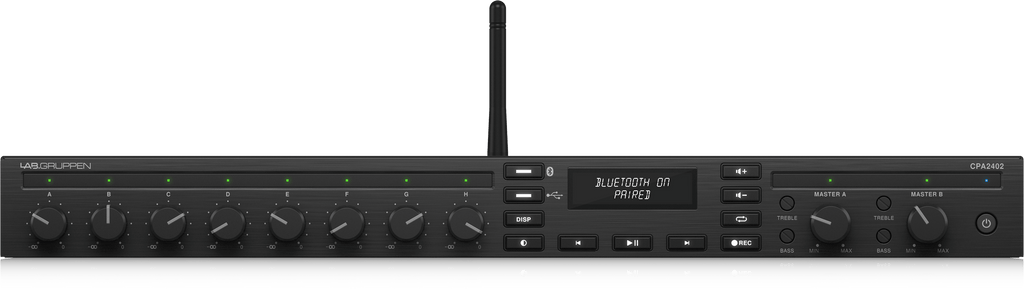 Lab Gruppen CPA2402 2 x 240 Watt Commercial Mixer Amplifier with 8 Inputs, Bluetooth Streaming, USB Media Player