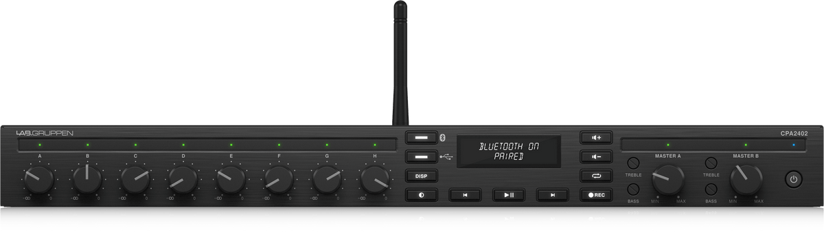 Lab Gruppen CPA2402 2 x 240 Watt Commercial Mixer Amplifier with 8 Inputs, Bluetooth Streaming, USB Media Player