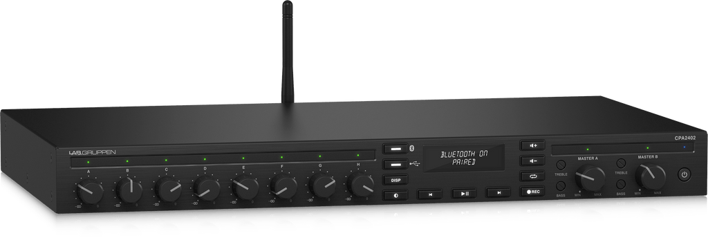 Lab Gruppen CPA2402 2 x 240 Watt Commercial Mixer Amplifier with 8 Inputs, Bluetooth Streaming, USB Media Player