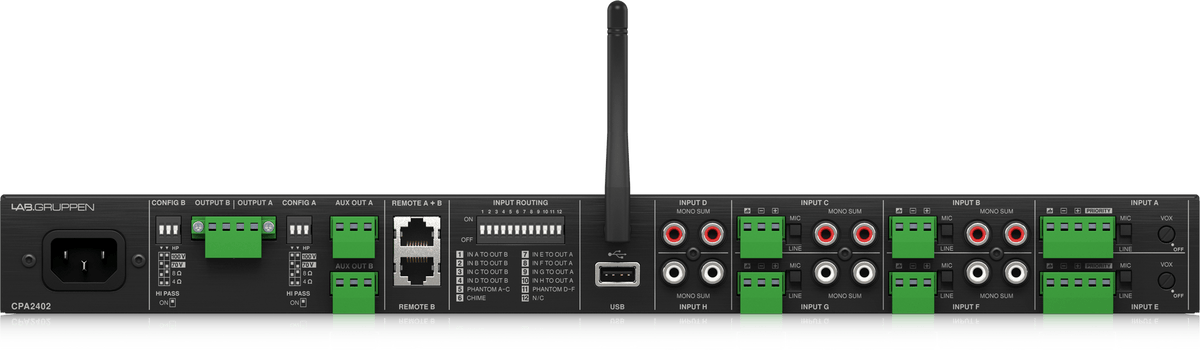 Lab Gruppen CPA2402 2 x 240 Watt Commercial Mixer Amplifier with 8 Inputs, Bluetooth Streaming, USB Media Player