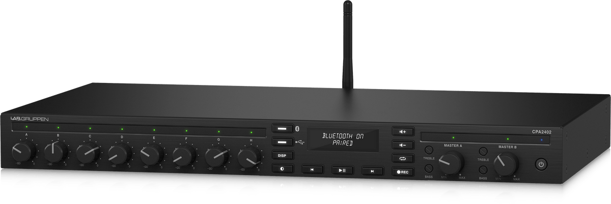 Lab Gruppen CPA2402 2 x 240 Watt Commercial Mixer Amplifier with 8 Inputs, Bluetooth Streaming, USB Media Player