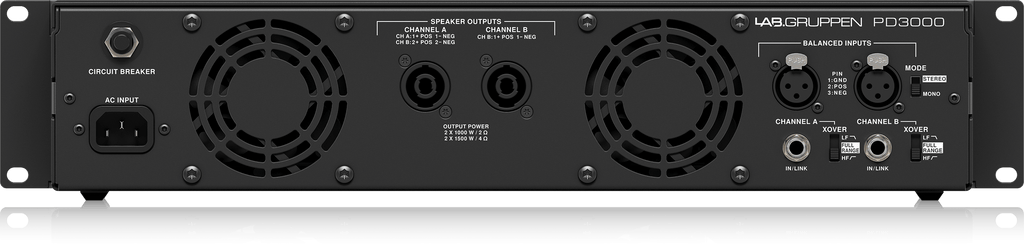 Lab Gruppen PD3000 3000 Watt Two Channel Amplifier with SM-GO Power Management