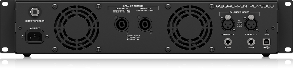 Lab Gruppen PDX3000 3,000 Watt, Two Channel Amplifier with DSP Control