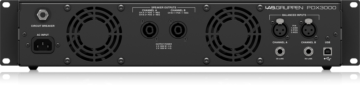 Lab Gruppen PDX3000 3,000 Watt, Two Channel Amplifier with DSP Control