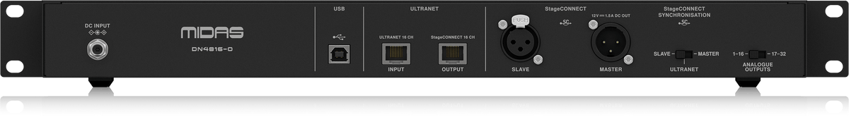 Midas DN4816-O Bus-Powered StageCONNECT Interface with 16 Analog Outputs and Ultranet In/Out