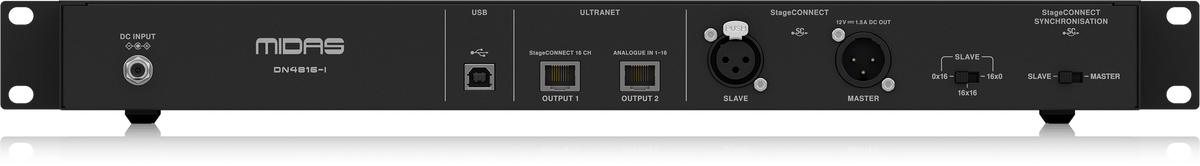 Midas DN4816-I Bus-Powered StageConnect Interface with 16 Analogue Inputs and Dual Ultranet Outputs