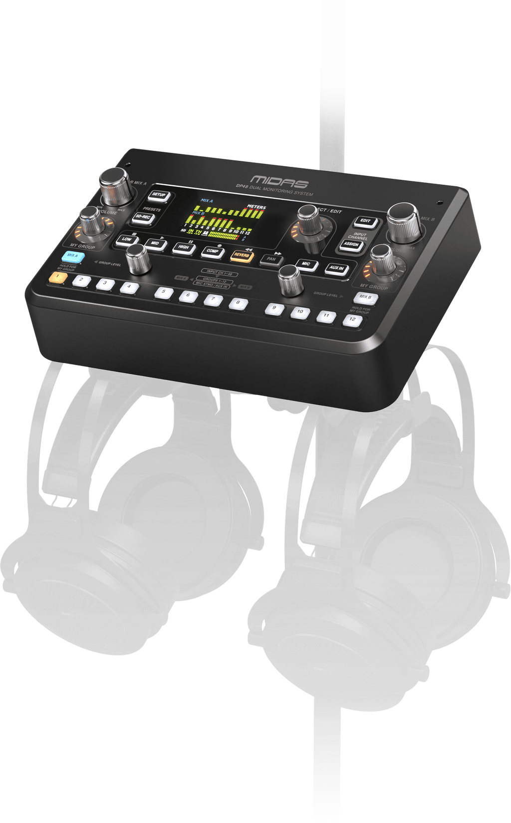 Midas DP48 Dual 48-Channel Personal Monitor Mixer with SD Card Recorder, Stereo Ambience Microphone
