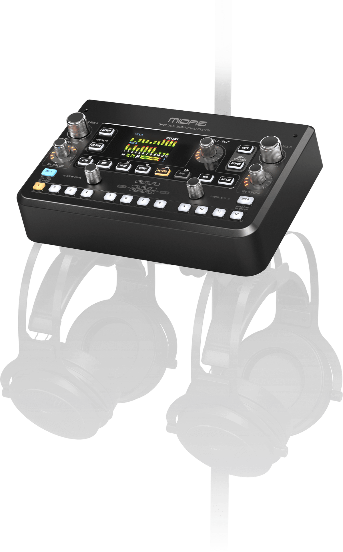 Midas DP48 Dual 48-Channel Personal Monitor Mixer with SD Card Recorder, Stereo Ambience Microphone