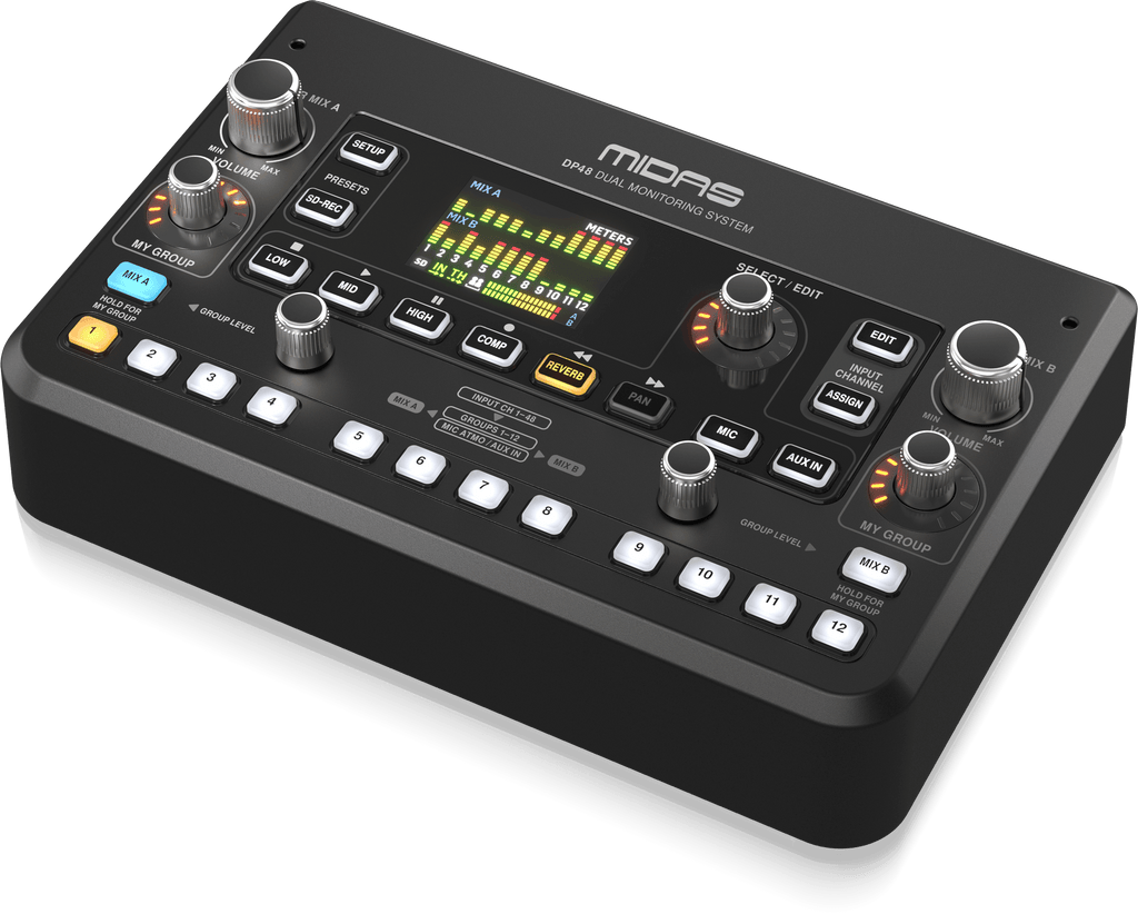 Midas DP48 Dual 48-Channel Personal Monitor Mixer with SD Card Recorder, Stereo Ambience Microphone